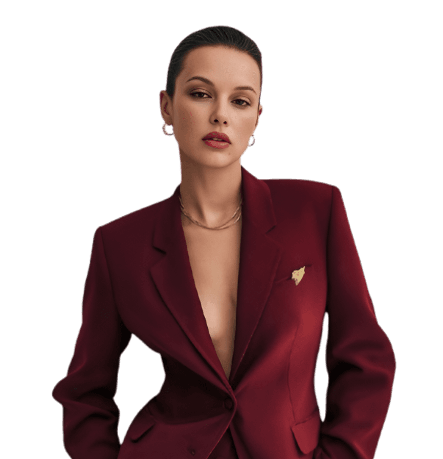 Woman wearing a tailored Aurela suit